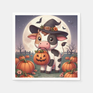 Cute Halloween witch cow Napkins