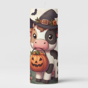 Cute Halloween witch cow Pillar Candle