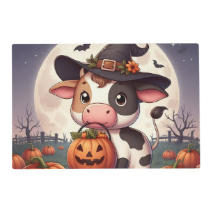 Cute Halloween witch cow Placemat