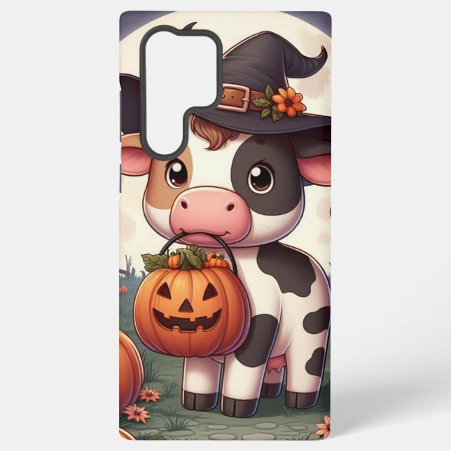 Cute Halloween witch cow Samsung Galaxy Case (Back)