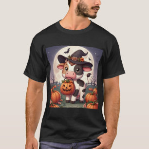 Cute Halloween witch cow T-Shirt