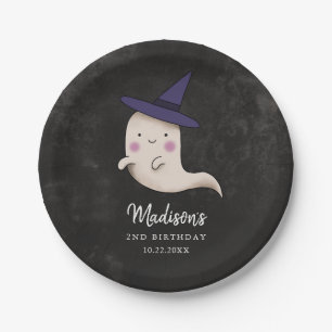 Cute Halloween Witch Ghost Birthday Party Paper Plates