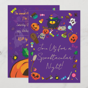 Cute Halloween Witch Ghost Pumpkin Invitation