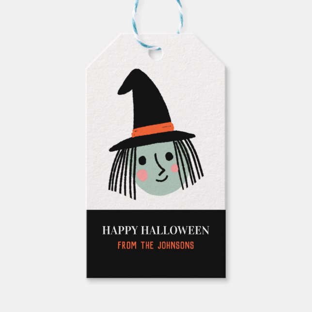 Cute Halloween Witch Gift Tags (Front)