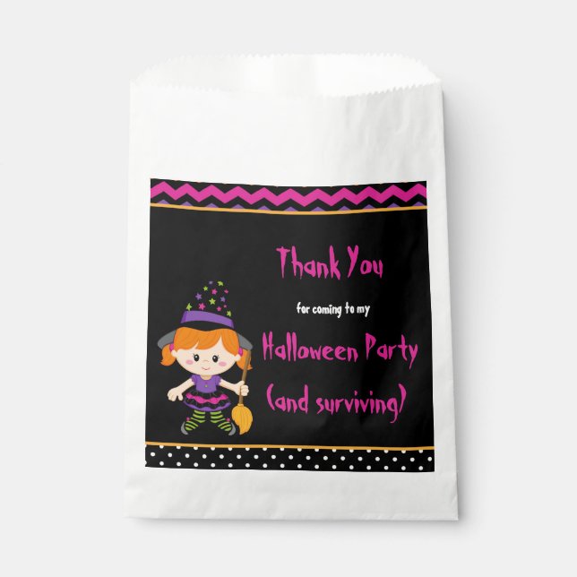 Cute Halloween Witch Girl Halloween Party Favor Bag (Front)