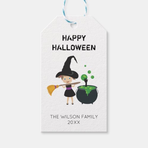 Cute Halloween Witch Happy Halloween Gift Tags