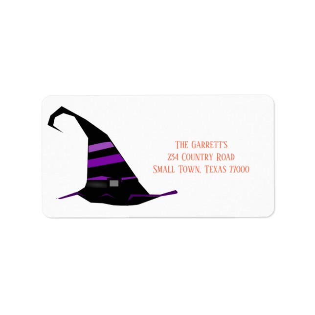 Cute Halloween Witch Hat Personalized Address Label (Front)