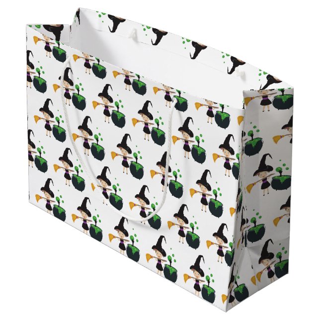 Cute Halloween Witch  Large Gift Bag (Back Angled)