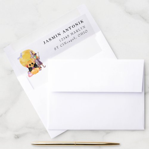 Cute Halloween Witch Lined Envelope Liner