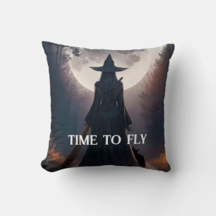 Cute Halloween Witch Moon Black Cat Personalized  Throw Pillow