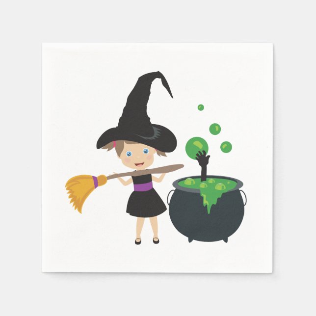 Cute Halloween Witch Napkins (Front)