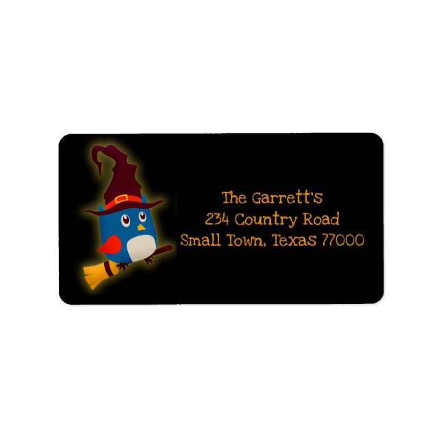 Cute Halloween Witch Owl Personalized Address Label (Front)