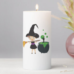 Cute Halloween Witch  Pillar Candle