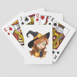 Cute Halloween Witch Poker Cards
