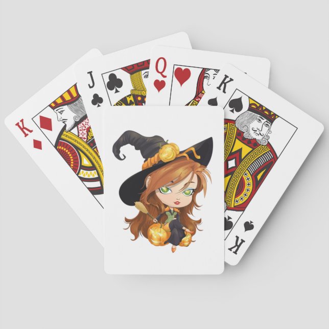 Cute Halloween Witch Poker Cards (Back)