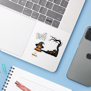Cute Halloween Witch Pumpkin Spooky Boo Haunted Sticker