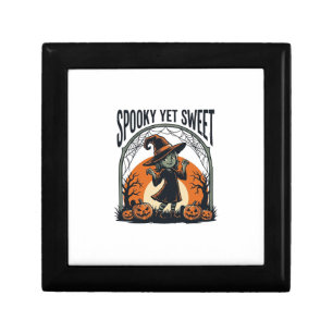 Cute Halloween Witch Spooky Yet Sweet Vintage Tee_ Gift Box