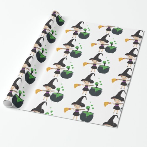 Cute Halloween Witch Wrapping Paper