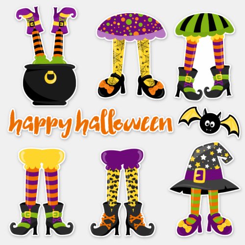 Cute Halloween Witches Legs Contour Sticker