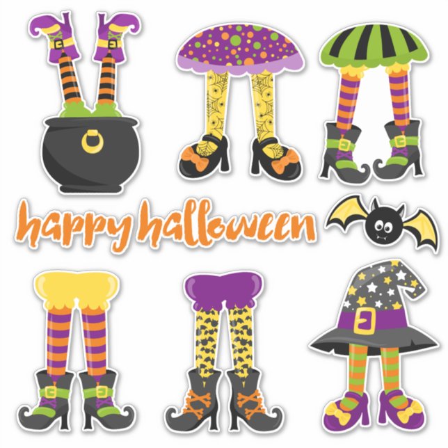 Cute Halloween Witches Legs Contour Sticker (Front)