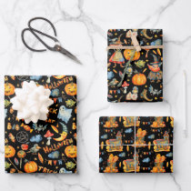 Cute Halloween | Witches Pumpkins Ghosts Haunted Wrapping Paper Sheets
