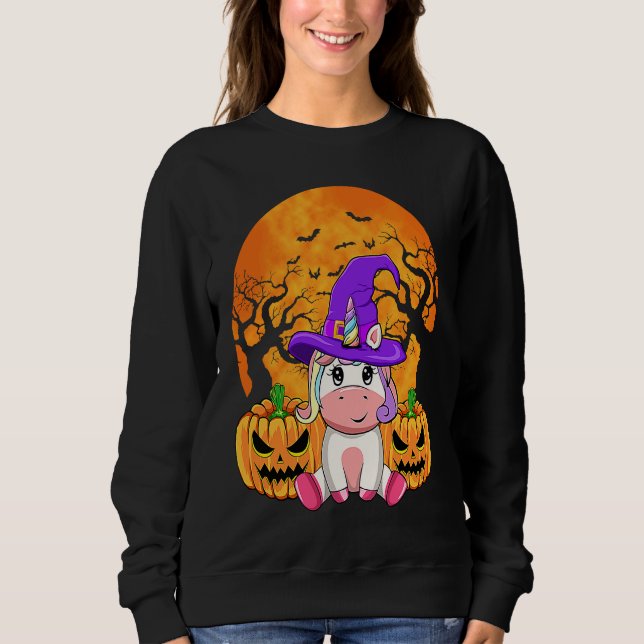 Cute Halloween Witchy Unicorn Halloween Custome Sweatshirt (Front)
