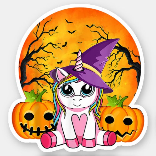 Cute Halloween Witchy Unicorn Halloween Sticker