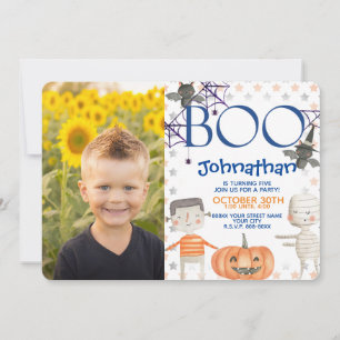 Cute Halloween with Photo Boy Birthday Invitation