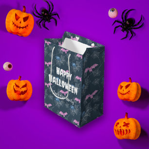 Cute Halloween with spiders and bats, customizable Medium Gift Bag