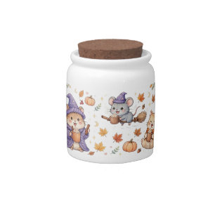 Cute Halloween Wizard Hamster Cat Mouse Mug Candy Jar