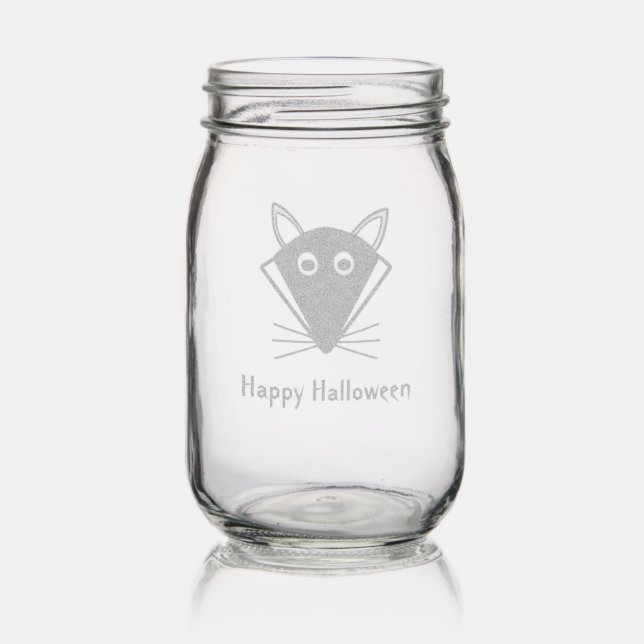 Cute Halloween Wolf Custom Mason Jar (Glassware)