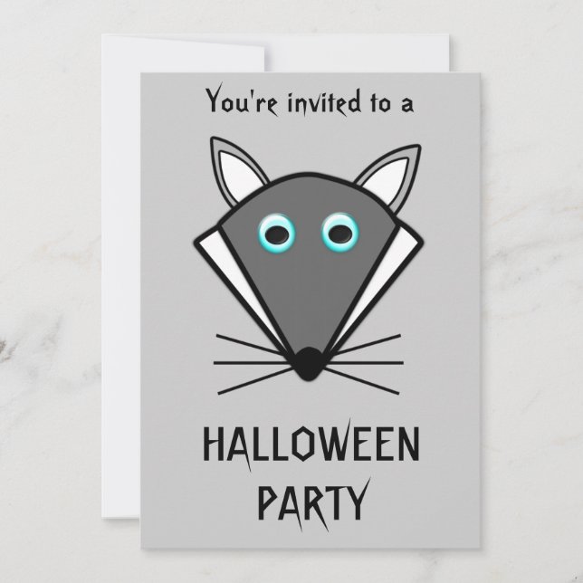 Cute Halloween Wolf Customizable Invitation (Front)