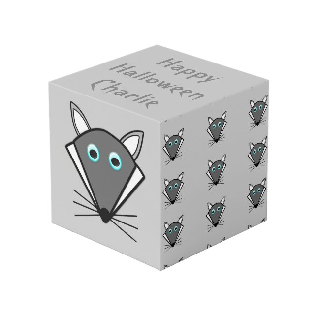 Cute Halloween Wolf Personalized Cube (Front Angled)