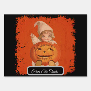 Cute Halloween Yard Sign, Vintage Halloween Sign