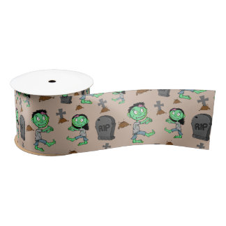 Cute Halloween Zombie Pattern Ribbon | Spooky Cart