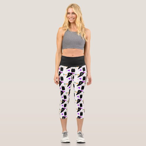 Cute Hallowen Pattern Ghost Sprinkles Yoga Capri Leggings