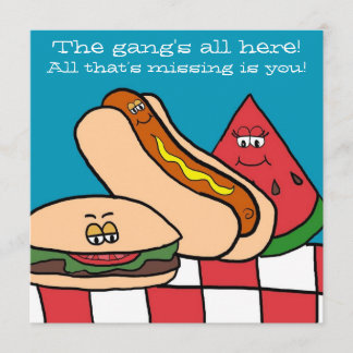Cute Hamburger and Hot Dog BBQ Party Invitation