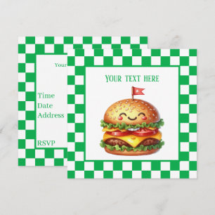 Cute hamburger cookout party customizable  invitation