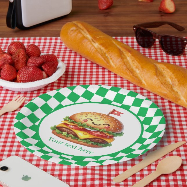 Cute hamburger cookout party customizable paper plates (Picnic)