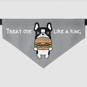 Cute Hamburger King French Bulldog Pet Bandana Collar