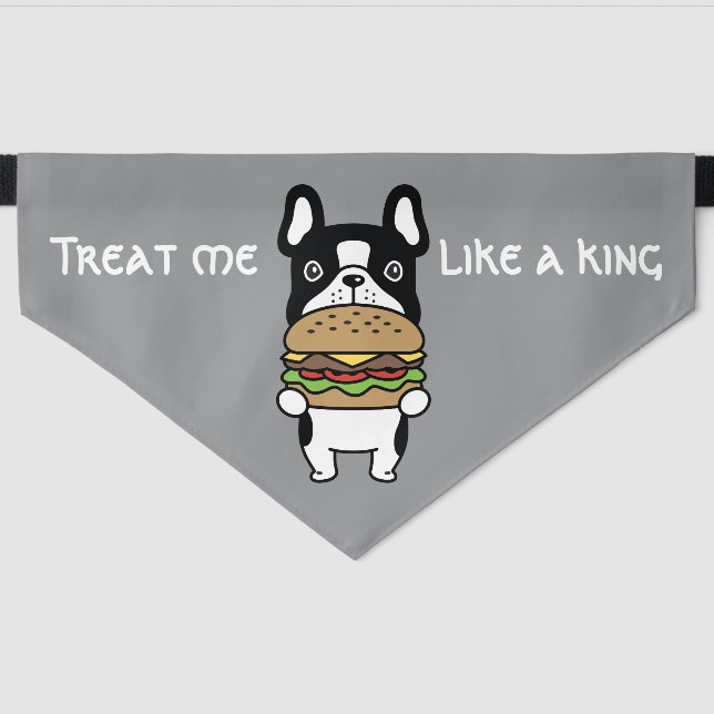 Cute Hamburger King French Bulldog Pet Bandana Pet Bandana Collar (Front)