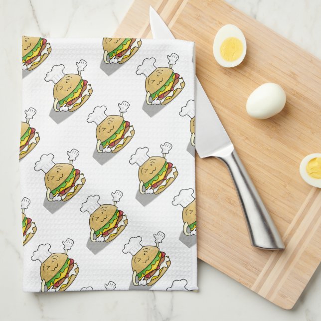Cute Hamburger Kitchen Towel (Quarter Fold)