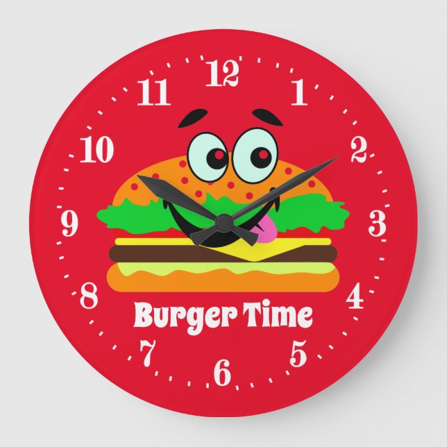 cute hamburger lovers add text large clock (Front)