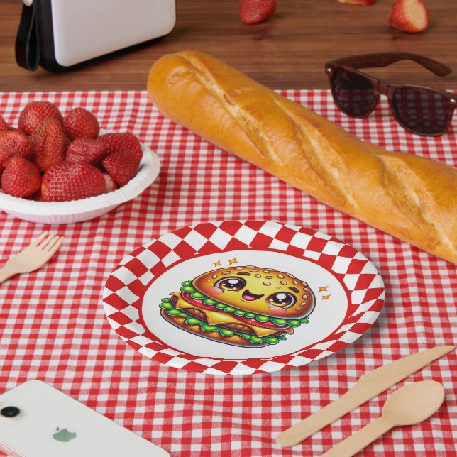 Cute Hamburger lovers party Paper Plates (Picnic)