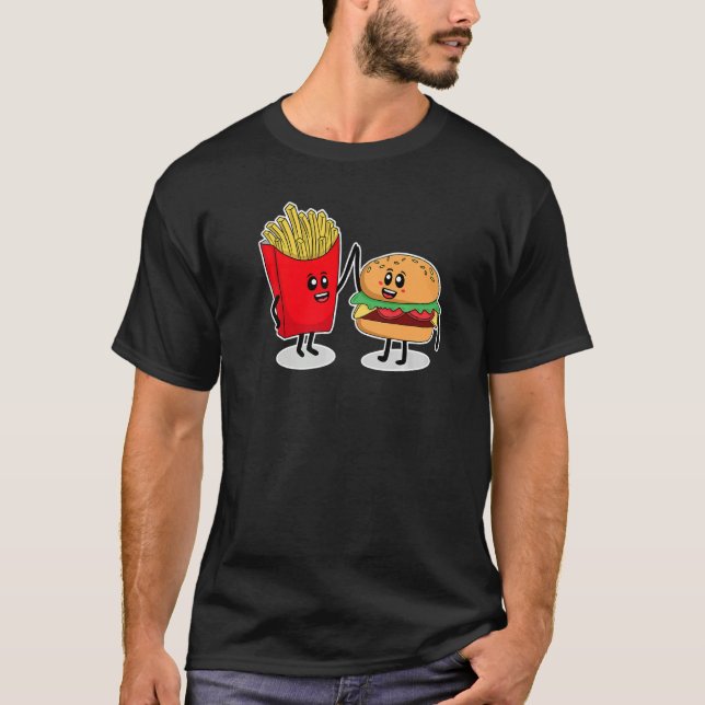 Cute Hamburger Men Women Hamburger French Fries    T-Shirt (Front)