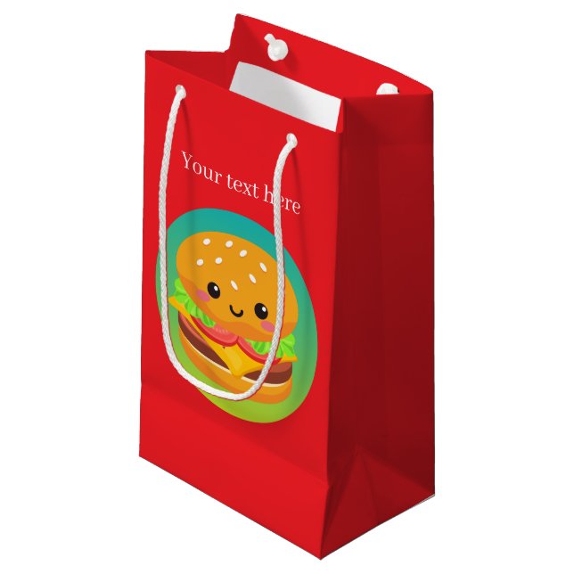 Cute hamburger party customizable  small gift bag (Front Angled)