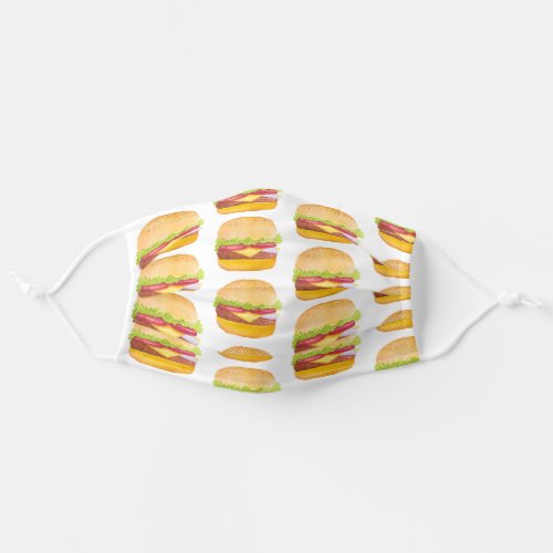 Cute Hamburger Pattern White Adult Cloth Face Mask