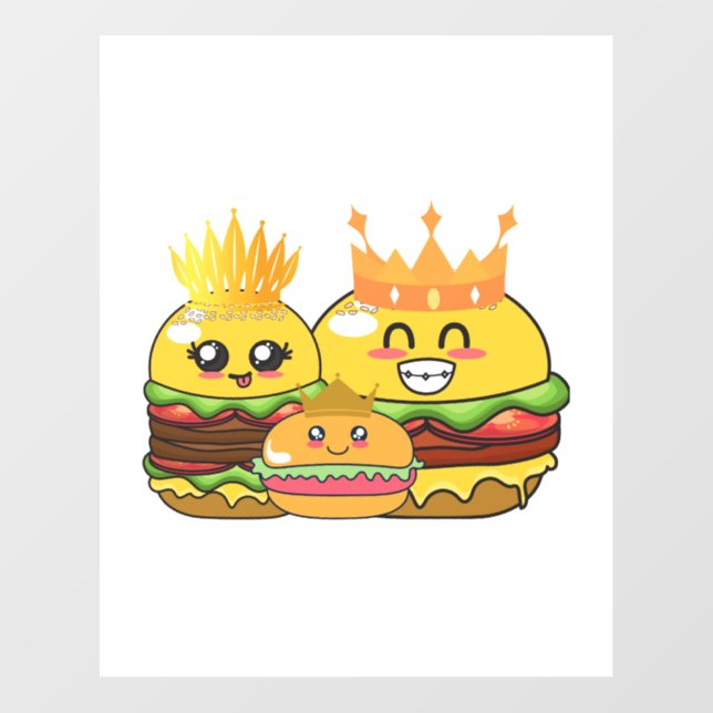 Cute Hamburger Royal Family Floor Decals (Front)