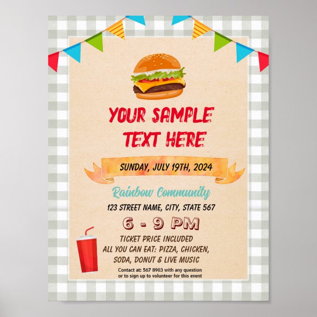 Cute Hamburger theme flyer Poster (Front)