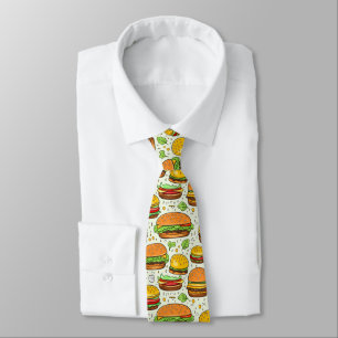 Cute Hamburgers Pattern Neck Tie